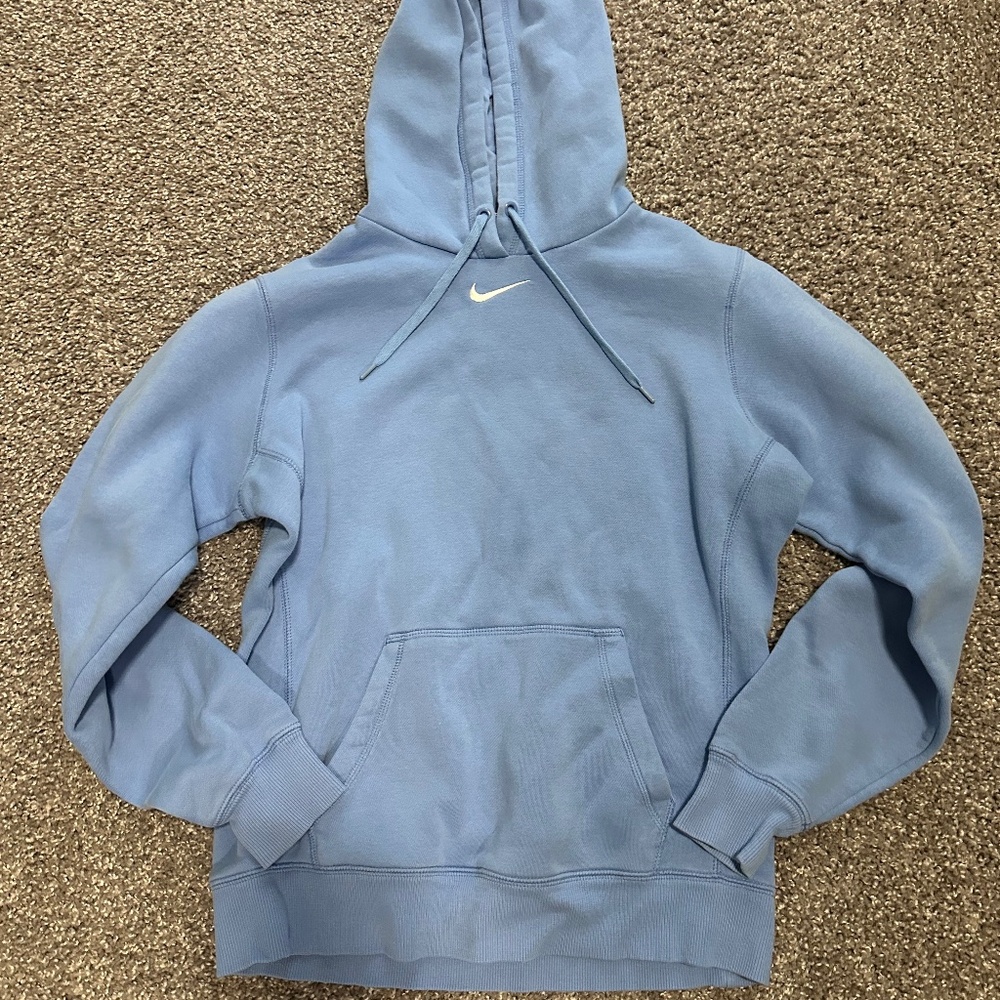 Cozy Baby Blue Swoosh Nike Fleece Hoodie
